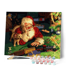 Charger l'image dans la galerie, peinture par numéros | Père Noël et Chiot | animaux, chiens, facile, Noël | FiguredArt