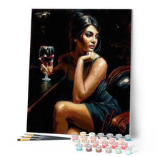 Charger l'image dans la galerie, peinture par numéros | Jeune Femme à l’Apéritif | intermédiaire, romantique | FiguredArt