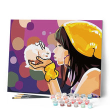 Charger l'image dans la galerie, peinture par numéros | Fillette et Lapin | animaux, facile, lapins | FiguredArt