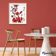 Charger l'image dans la galerie, peinture par numéros | Oiseau sur une Branche | facile, fleurs | FiguredArt
