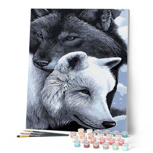 Charger l'image dans la galerie, peinture par numéros | Loups noir et blanc | animaux, chevaux, complexe, loups | FiguredArt