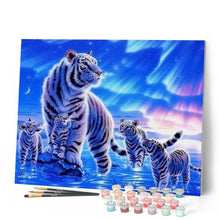 Charger l'image dans la galerie, peinture par numéros | Tigres au Soleil Levant | animaux, intermédiaire, tigres | FiguredArt