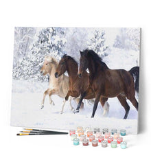 Charger l'image dans la galerie, peinture par numéros | Chevaux dans la neige | animaux, chevaux, complexe | FiguredArt