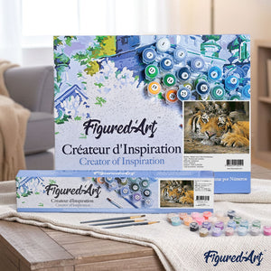 Figured'Art Dipingere con i Numeri - Paint by Numbers Gattino riflesso nella tigre, Passatempo per Adulti, Kit Completo, Hobby Creativi - Quadri fai Figured'Art Dipingere con i Numeri - Paint by Numbers Gattino riflesso nella tigre, Passatempo per Adulti, Kit Completo, Hobby Creativi - Quadri fai