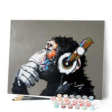 Charger l'image dans la galerie, peinture par numéros | Singe casque audio | animaux, facile, france, singes | FiguredArt