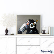 Charger l'image dans la galerie, peinture par numéros | Singe casque audio | animaux, facile, france, singes | FiguredArt