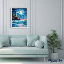 Charger l'image dans la galerie, peinture par numéros | Phare sous la pleine Lune | france, intermédiaire, paysages | FiguredArt
