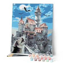 Charger l'image dans la galerie, peinture par numéros | Château et Loup | animaux, facile, loups, paysages | FiguredArt