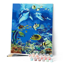 Charger l'image dans la galerie, peinture par numéros | Poissons et Dauphins | animaux, dauphins, intermédiaire, poissons | FiguredArt