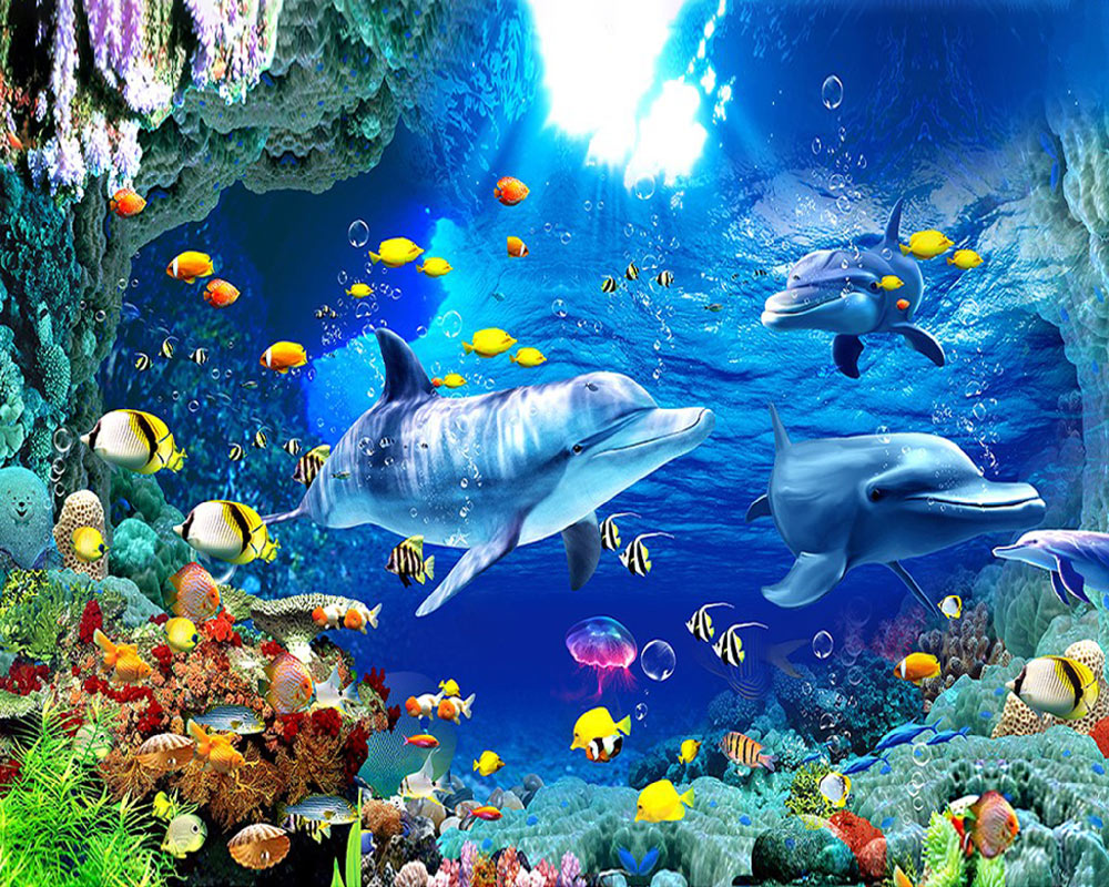 peinture par numéros | Dauphins et fonds marins | animaux complexe dauphins poissons | FiguredArt