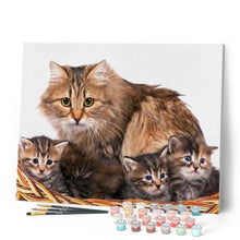 Charger l'image dans la galerie, peinture par numéros | Chat et ses petits | animaux, chats, complexe | FiguredArt
