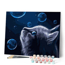 Charger l'image dans la galerie, peinture par numéros | Chat et Bulles bleues | animaux, chats, facile, france | FiguredArt
