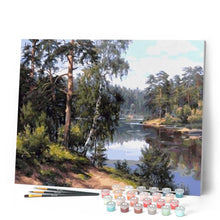 Charger l'image dans la galerie, peinture par numéros | Près de la Rivière | arbres, complexe, paysages | FiguredArt