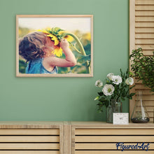 Charger l'image dans la galerie, peinture par numéros | Fillette et Tournesol | fleurs, intermédiaire | FiguredArt