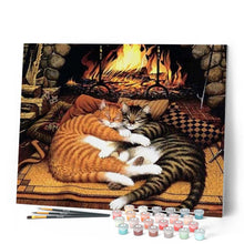 Charger l'image dans la galerie, peinture par numéros | Chats au coin du Feu | animaux, chats, intermédiaire | FiguredArt