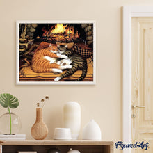 Charger l'image dans la galerie, peinture par numéros | Chats au coin du Feu | animaux, chats, intermédiaire | FiguredArt