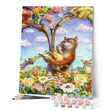 Charger l'image dans la galerie, peinture par numéros | Chat et Trompette | animaux, chats, intermédiaire | FiguredArt
