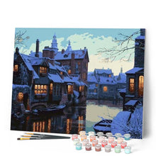 Charger l'image dans la galerie, peinture par numéros | Ville de Nuit sous la Neige | facile, ville | FiguredArt