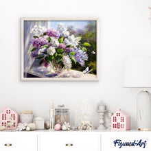 Charger l'image dans la galerie, peinture par numéros | Vase de Lilas romantique | complexe, fleurs | FiguredArt