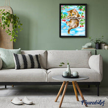 Charger l'image dans la galerie, peinture par numéros | Chaton suspendu à une Branche | animaux, arbres, chats, intermédiaire | FiguredArt