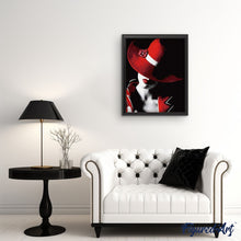 Charger l'image dans la galerie, peinture par numéros | Chapeau et Fleur rouges | facile, portrait | FiguredArt
