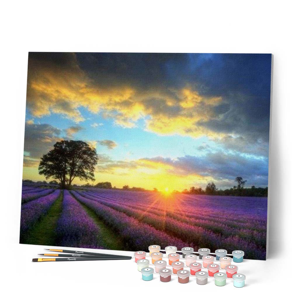 Tableau Toile XXL Champ De Lavande 3D - Impression Murale Muralo 1577 - Prêt à Poser