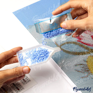 Broderie Diamant - Maisons gothiques colorées 40x50cm toile tendue sur châssis
