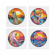 Charger l&#39;image dans la galerie, Mini Diamond Painting 15x20cm (4 pièces) - Oiseaux Tropicaux et Coucher de Soleil
