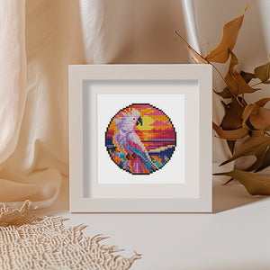 Mini Diamond Painting 15x20cm (4 pièces) - Oiseaux Tropicaux et Coucher de Soleil