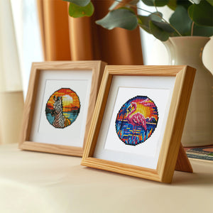 Mini Diamond Painting 15x20cm (4 pièces) - Oiseaux Tropicaux et Coucher de Soleil