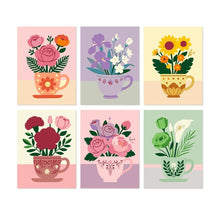Charger l'image dans la galerie, Mini Série Peinture par Numéros 15x20cm (6 pièces) - Fleurs et tasses à thé Figured'Art
