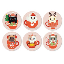 Charger l'image dans la galerie, Mini Série Peinture par Numéros - Disques Ø20cm (6 pièces) - Chats de Noël Figured'Art
