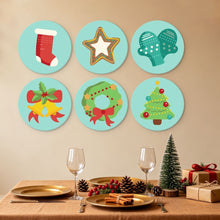 Charger l'image dans la galerie, Mini Série Peinture par Numéros - Disques Ø20cm (6 pièces) - Icônes de Noël menthe