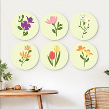 Charger l'image dans la galerie, Mini Série Peinture par Numéros - Disques Ø20cm (6 pièces) - Pétales délicats sur fond pastel