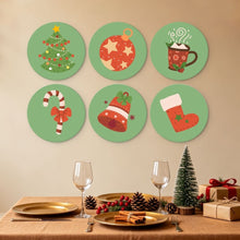 Charger l'image dans la galerie, Mini Série Peinture par Numéros - Disques Ø20cm (6 pièces) - Icônes de Noël vertes