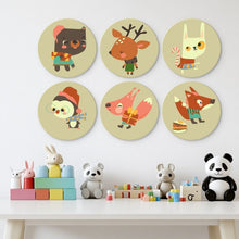 Charger l'image dans la galerie, Mini Série Peinture par Numéros - Disques Ø20cm (6 pièces) - Hiver en forêt