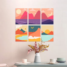 Charger l'image dans la galerie, Mini Série Peinture par Numéros 15x20cm (6 pièces) - Sommets du soir
