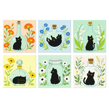 Charger l'image dans la galerie, Mini Série Peinture par Numéros 20x20cm (6 pièces) - Chats noirs botaniques Figured'Art