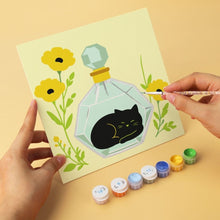 Charger l'image dans la galerie, Mini Série Peinture par Numéros 20x20cm (6 pièces) - Chats noirs botaniques