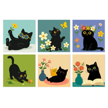 Charger l'image dans la galerie, Mini Série Peinture par Numéros 20x20cm (6 pièces) - Chats et fleurs Figured'Art