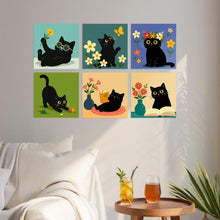 Charger l'image dans la galerie, Mini Série Peinture par Numéros 20x20cm (6 pièces) - Chats et fleurs
