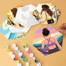 Charger l'image dans la galerie, Mini Série Peinture par Numéros - Hexagones (6 pièces) - Femmes en voyage