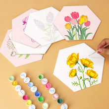 Charger l'image dans la galerie, Mini Série Peinture par Numéros - Hexagones (6 pièces) - Ensemble floral