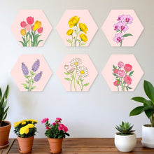 Charger l'image dans la galerie, Mini Série Peinture par Numéros - Hexagones (6 pièces) - Ensemble floral