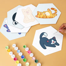 Charger l'image dans la galerie, Mini Série Peinture par Numéros - Hexagones (6 pièces) - Petits chats