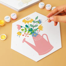 Charger l'image dans la galerie, Mini Série Peinture par Numéros - Hexagones (6 pièces) - Fleurs à l'arrosoir