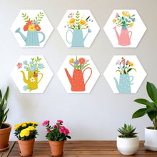 Charger l'image dans la galerie, Mini Série Peinture par Numéros - Hexagones (6 pièces) - Fleurs à l'arrosoir