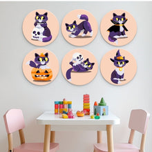 Charger l'image dans la galerie, Mini Série Peinture par Numéros - Disques Ø20cm (6 pièces) - Chat et magie de minuit