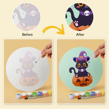 Charger l'image dans la galerie, Mini Série Peinture par Numéros - Disques Ø20cm (6 pièces) - Chatons d'Halloween