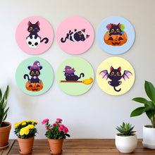 Charger l'image dans la galerie, Mini Série Peinture par Numéros - Disques Ø20cm (6 pièces) - Chatons d'Halloween
